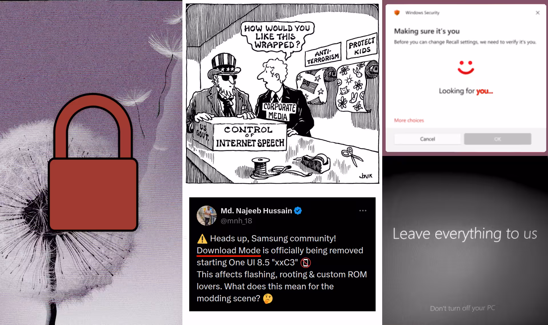 Image collage of various issues regarding the past year in privacy